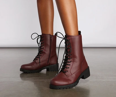 Elevated Basic Faux Leather Combat Booties