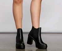 On the Edge Faux Leather Stacked Booties
