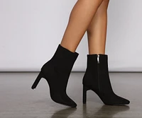 Slay Basics Faux Suede Block Heel Booties