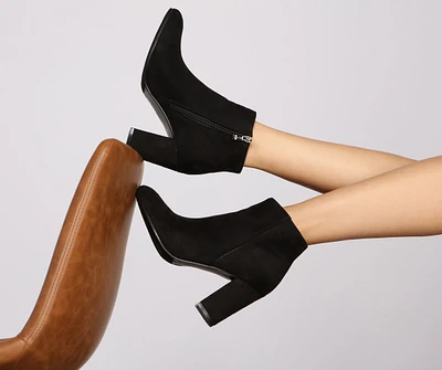 So Fab Faux Suede Block Heel Booties