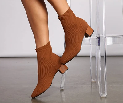 The Right Knit Block Heel Booties