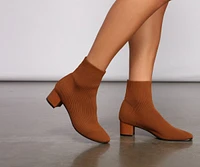 The Right Knit Block Heel Booties