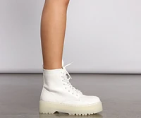 Clearly On Fleek Faux Leather Combat Boots