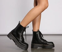 She's A Baddie Faux Leather Combat Boots