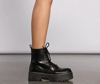 She's A Baddie Faux Leather Combat Boots