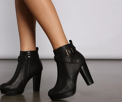 Step Up Faux Leather Platform Booties