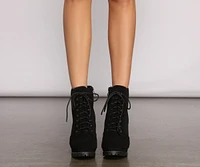 Effortlessly Chic Lace-Up Lug Sole Booties