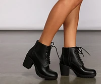 Stepping Up Faux Leather Lug Booties
