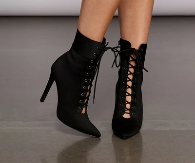 Lace It Up Stiletto Booties