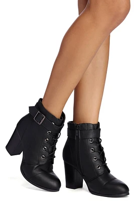 Lace Up And Buckle Booties