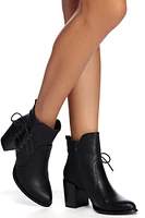 Lace Up Faux Leather Booties