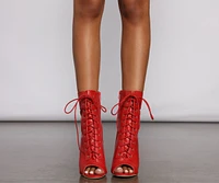 Red Chic Faux Leather Stiletto Booties