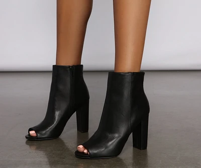Basic Vibes Peep Toe Faux Leather Booties