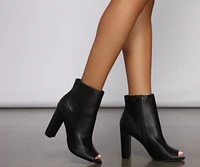 Basic Vibes Peep Toe Faux Leather Booties