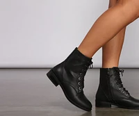 Lace-Up Glam Faux Leather Booties