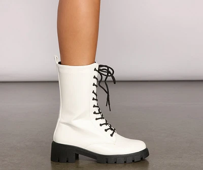Edgy Trends Faux Leather Combat Boots