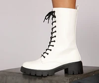 Edgy Trends Faux Leather Combat Boots