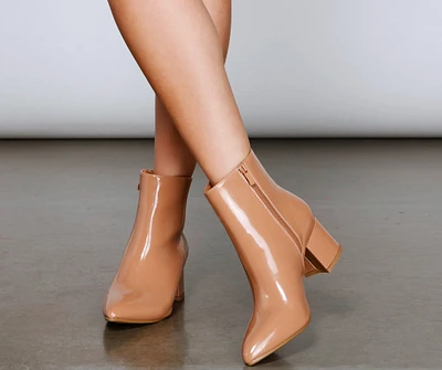 Head Over Heels Faux Patent Leather Booties