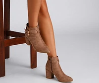 Buckle Detail Pointed Toe Booties