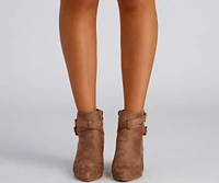 Buckle Detail Pointed Toe Booties