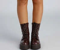 Edgy Glamour Platform Lace-Up Boots