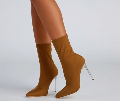 Chic the Streets Pointed Toe Lucite Booties