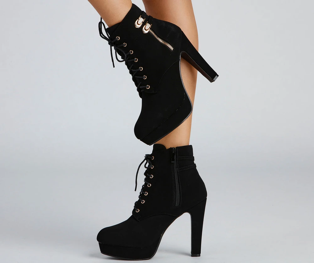 West Side Shine Rhinestone Buckle Platform Booties