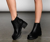 On The Edge Trendy Lug Sole Bootie