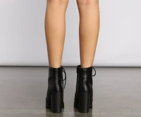 Edgy Glam Lace-Up Booties