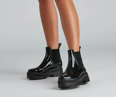 One True Lug Patent Chunky Boots