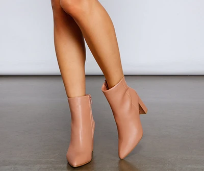 Too Chic Faux Leather Pointy Toe Booties