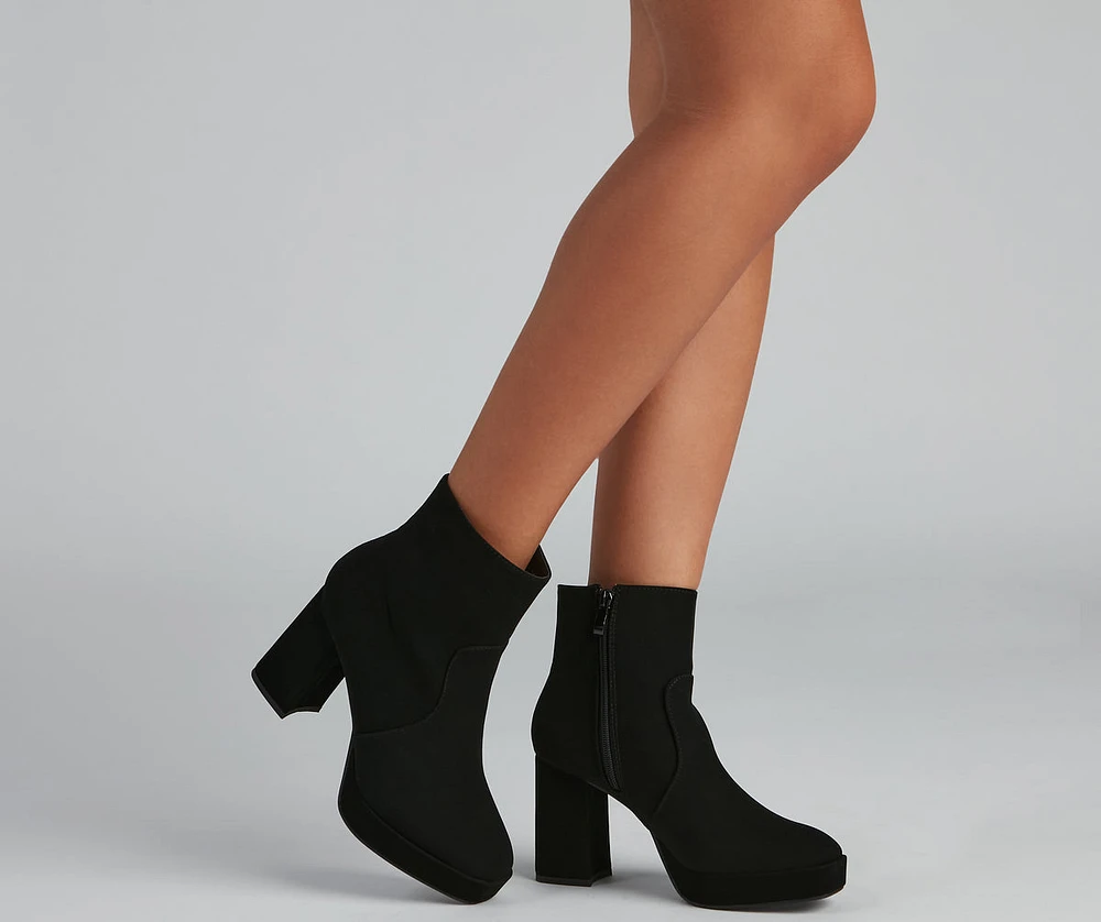 Uptown Chic Nubuck Platform Booties