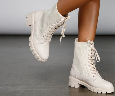 Trendy Moves Lace-Up Sock Booties