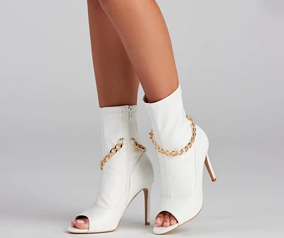 Fab Chain-link Faux Leather Booties