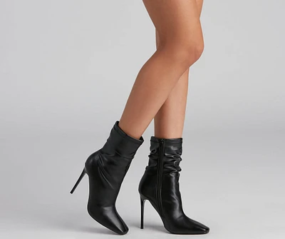 Ruched Life Faux Leather Booties