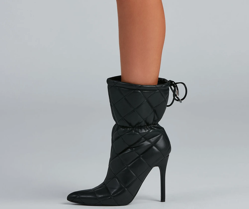 Quilted Beauty Scrunch Stiletto Booties