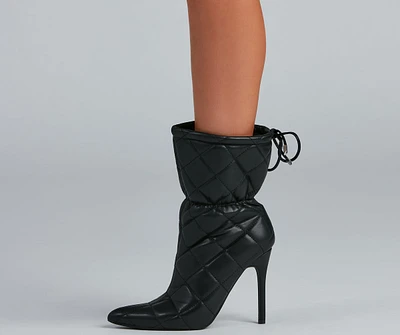 Quilted Beauty Scrunch Stiletto Booties