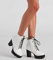 Edgy Babe Platform Lace-Up Booties