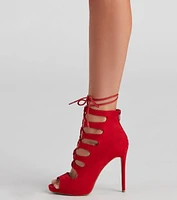 Miss Stylish Lace Up Stiletto Booties