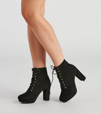 Catch My Drift Lace-Up Booties
