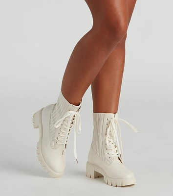 Trendy Moves Lace-Up Combat Boots
