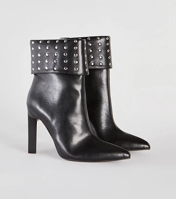 Stylishly Studded Faux Leather Stiletto Booties