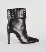 Stylishly Studded Faux Leather Stiletto Booties