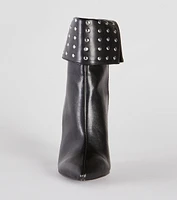 Stylishly Studded Faux Leather Stiletto Booties