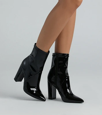 Made Ya Look Patent Block Heel Booties