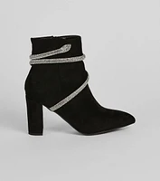 Spoil Yourself Faux Suede Rhinestone Booties