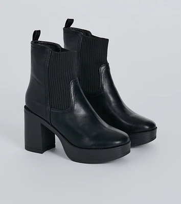 Next Level Style Faux Leather Platform Booties