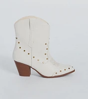 Country Vibes Studded Faux Leather Western Booties