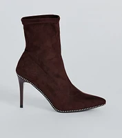 Walk Like A Stud Faux Suede Stiletto Booties