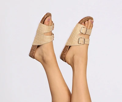 Stand The Sand Woven Double Buckle Sandals